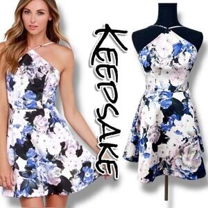 Keepsake The Label Crossroads Floral Abstract Print Halter Mini Womens Size S